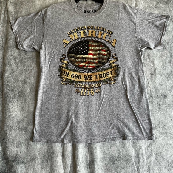 5 STAR MEN’S US OF AMERICA IN GOD WE TRUST GRAPHIC SHORT SLEEVE T-SHIRT SZ L - Picture 10 of 10